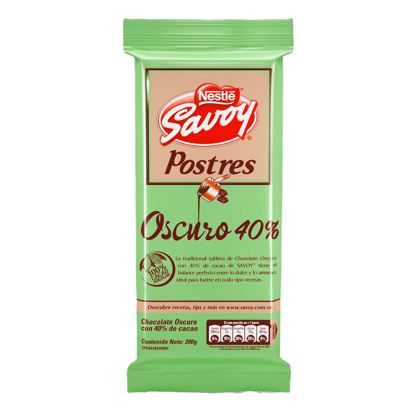 Chocolate Oscuro Savoy for preparing desserts 40% cocoa